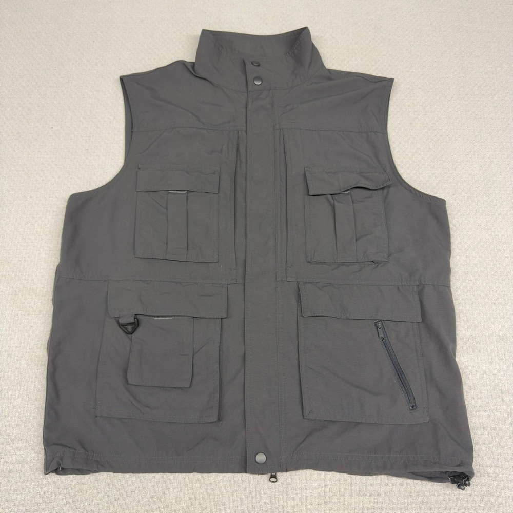 TravelSmith Vest Mens XL Gray Tactical Fishing Hunting Pockets Outdoor Casual